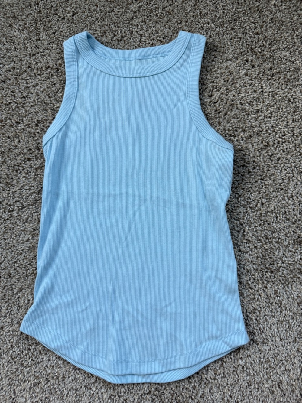 Cotton blend Light Blue Ribbed Tank Top Racerback Fitted Tight